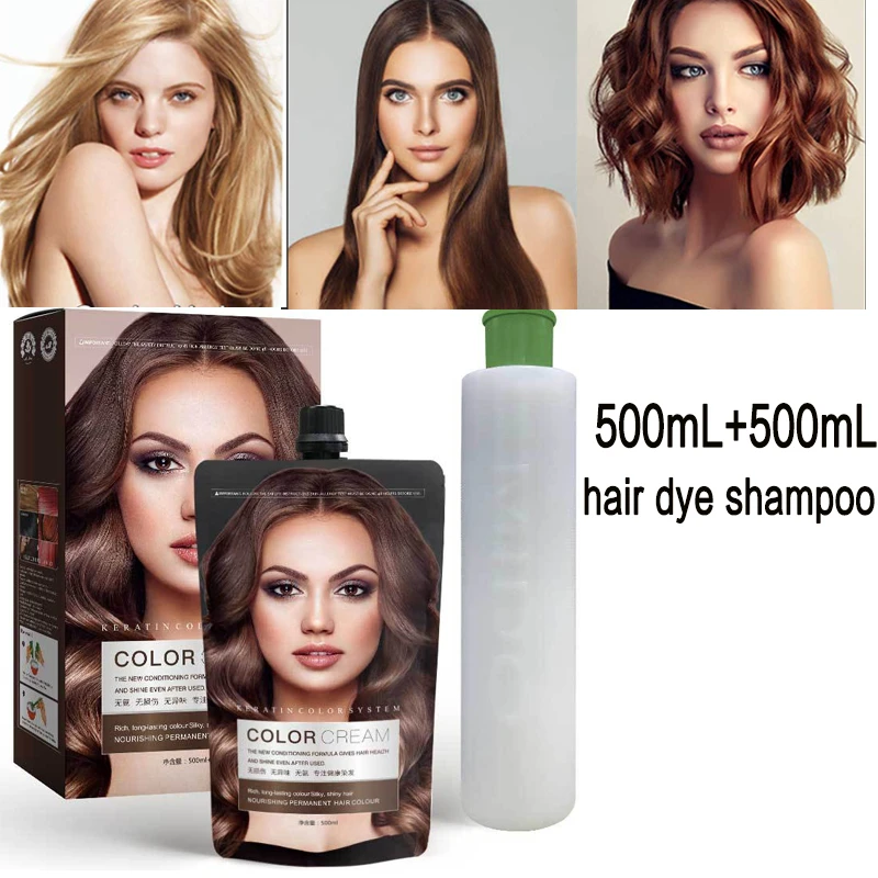 1000ml Hair Cream Permanent Hair Color Hair Dye Shampoo Easy Coloring  Odorless Cover White Hair And No Ammonia For Hair Salon - Hair Color -  AliExpress
