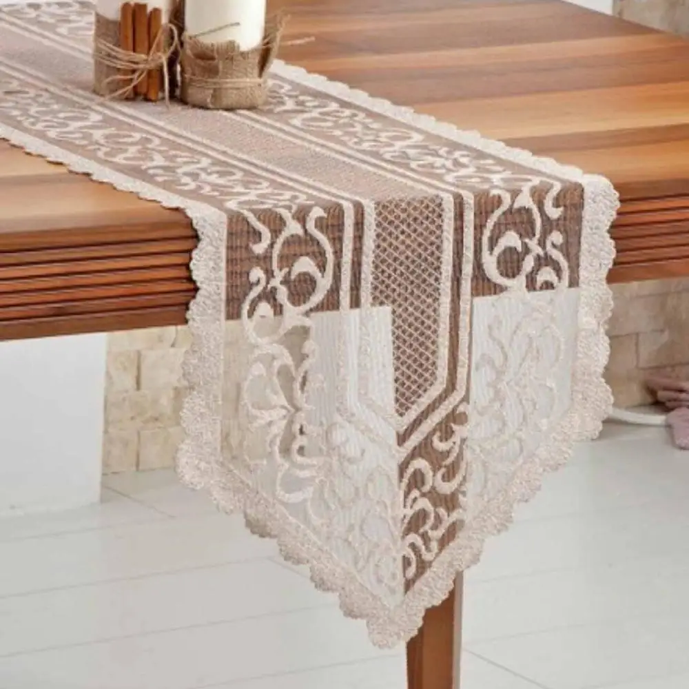 Коричневый Embrodery Тюль прямоугольная крышка стола для столовой небольшой кухонный стол бегун для свадьбы День рождения, детский душ