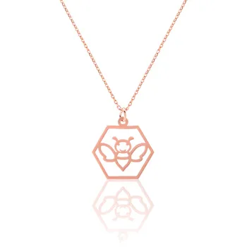 

Necklace Jewelry Honey Bee Pendant 925 Sterling Silver Rose Gold with Chain