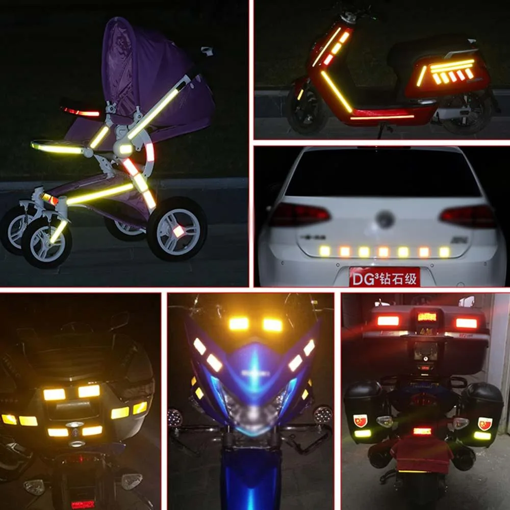 2/4 Uds calcomanía reflectante de automóvil de advertencia de tráfico Mark tira reflectante cinta coche luminoso-estilo de seguridad