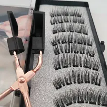 Pestañas postizas magnéticas 3D, 5 imanes, 8 Uds., duraderas, hechas a mano, de visón Artificial Natural, con pinzas