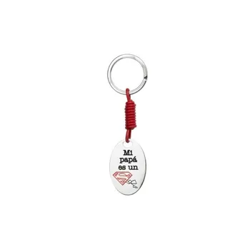 

Keychain Silver Leather Red Oval-MY DAD 'S TO SUPERMAN- MARDUK