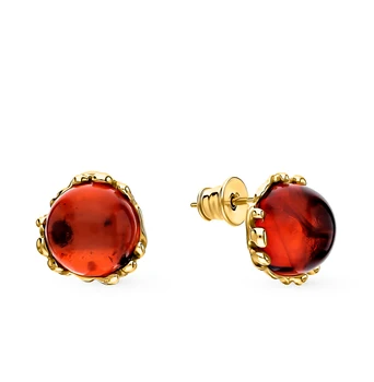 

Silver earrings with amber sunlight sample 925