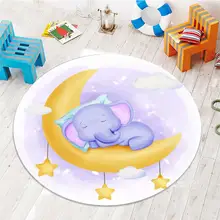 Else сонные фиолетовые Слоны на желтой Луне с 3d принтом противоскользящие задние круглые ковры для детской комнаты