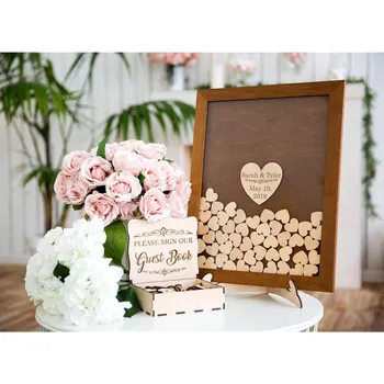 

Personalize Rustic Wedding Guest Book Shadow Box, Baby shower Engagement Birthday Party Guest Book Drop Box, Wedding Wish Box