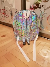 Yogodlns-mochila holográfica geométrica para hombre y mujer, morral de viaje de PVC, bandolera Laser, escolar, informal