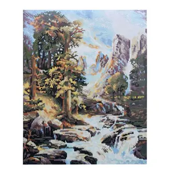 

Gz299 mosaic on a wooden basis 'mountain landscap', 40*50 cm