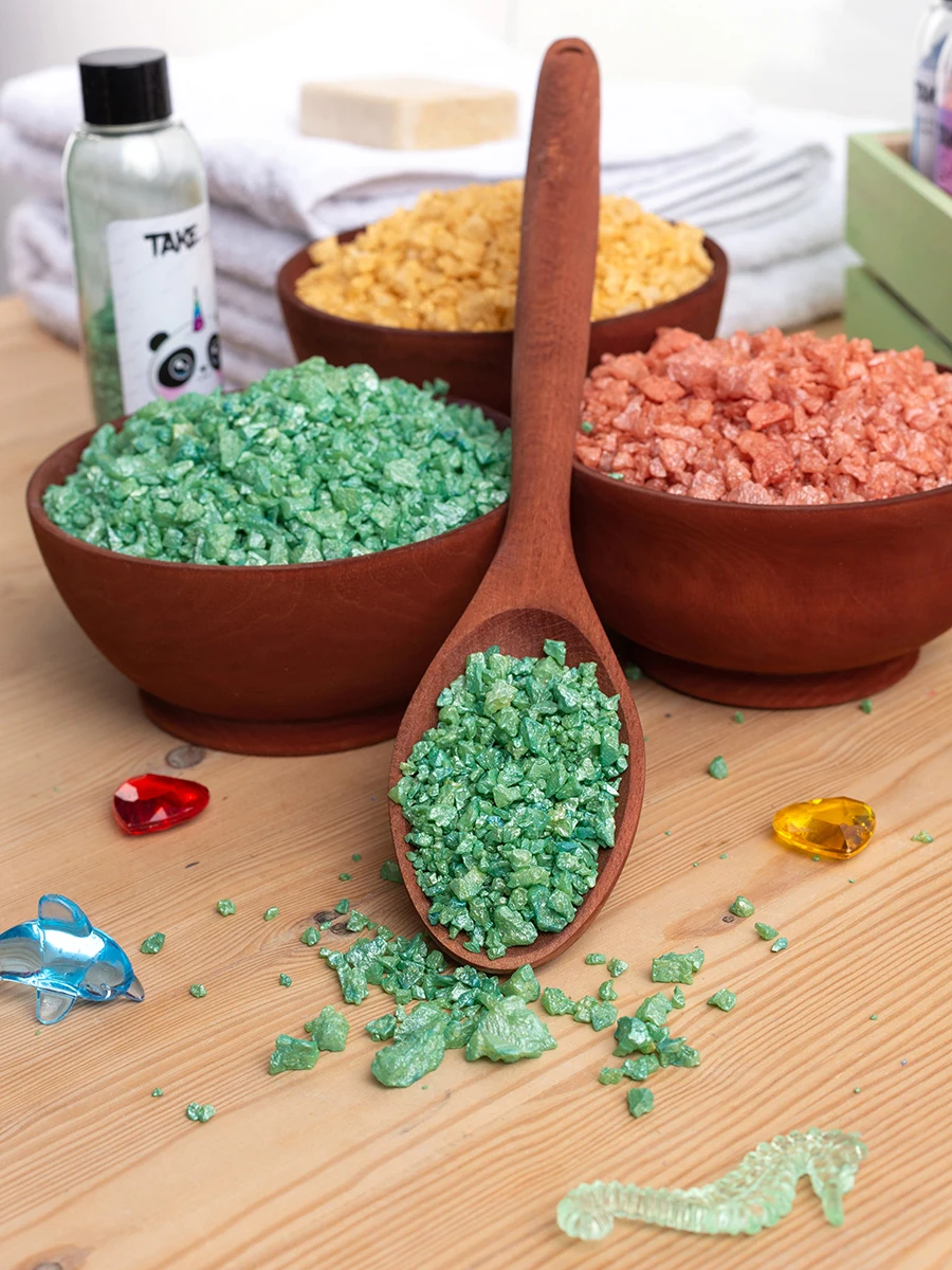 Sea salt for baths with a shiny shimmer colored kids 150 g glitter baby grain gift box beauty children TAKEME |