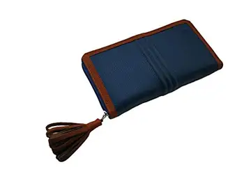 

Women's leather wallet. Zipper closure. Purse, wallet and card holder, 20x10 cm. (blue-leather)