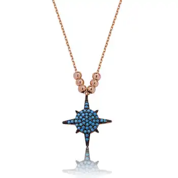

925 sterling Silver Blue Star Women Necklace