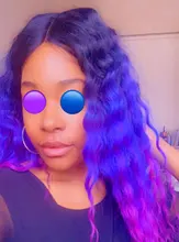 Bella-Peluca de Cosplay de 28 pulgadas, pelo sintético rizado, mezcla de morado, Azul, Negro, encaje sintético largo, peluca fiesta, Cosplay diario