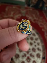 Anillo de flores esmaltado en azul y tinta chapada en oro Vintage, anillos de Signet grabados de diseño Simple para hombre, joyería gótica Punk para fiesta