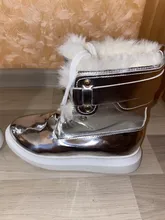 Ankle-Boots Sneakers Warm-Shoes High-Top Women Winter Short Black/sliver LEOSOXS No 