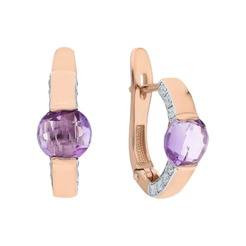 

Gold earrings with amethyst and cubic zirconia sunlight sample 585