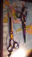 Tijeras profesionales japonesas para cortar el pelo, juego de 6 pulgadas y 5,5, corte de arco iris, tijeras de corte para barbería, 440c