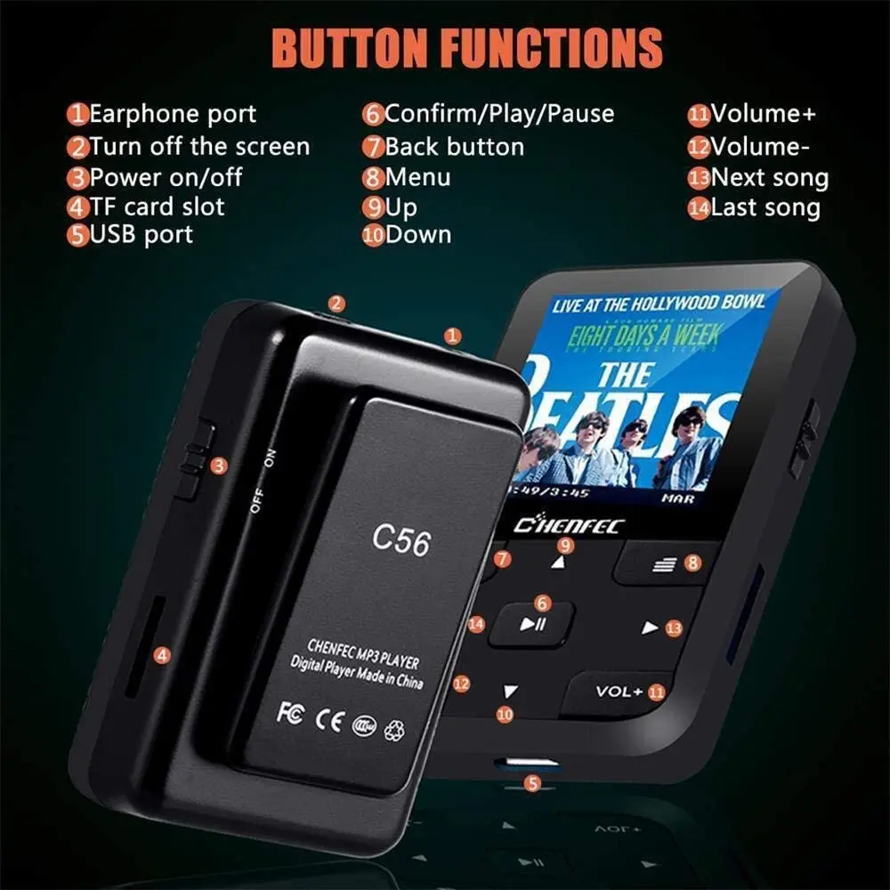 Bluetooth 5.0 MP3 Player 32GB Clip Sport Portable