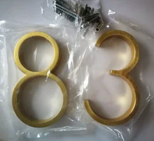 125mm Golden Floating Modern House Number Satin Brass Door Home Address Numbers for House