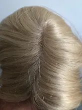 Peluca de cabello humano con Clip para mujer, tupé Invisible de seda, color rubio #613, cuero cabelludo