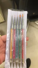 5 unids/set uñas arte pluma 2 en 1 doble termina salpican dibujo pintura Gel UV de polaco cepillo de uñas de arte puntillo herramientas