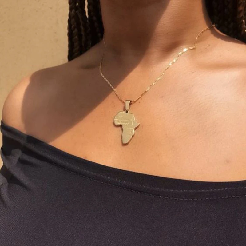 Hip Hop Style Africa Map Necklace Necklace Gold Color Jewelry For Women/'s African Jewelry Maps
