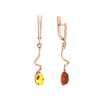 

Silver earrings with amber sunlight