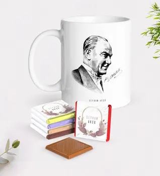 

Personalized Ataturk Themed White Mug and Chocolate Gift Seti-10