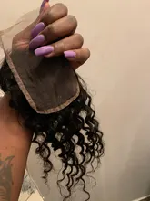 Allove-Cierre de pelo humano con ondas profundas, 4X4, cierre de encaje, 130%, Destiny, Remy, envío gratis