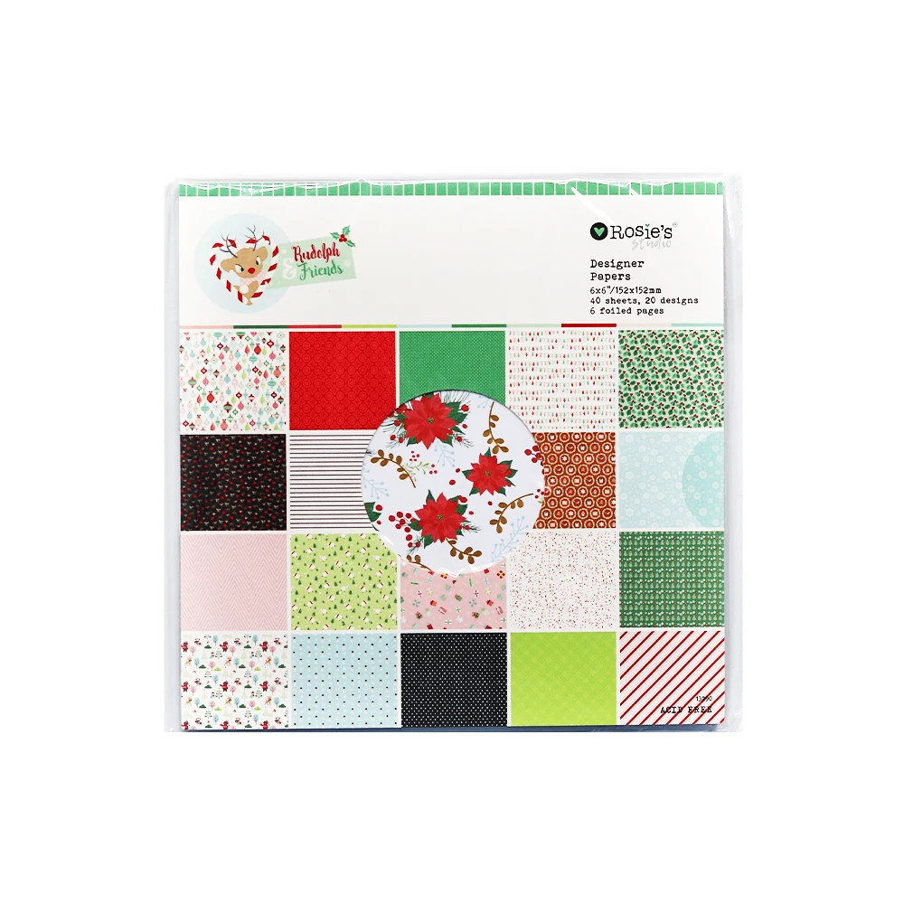 

CRZCrafter 152x152mm 6 inch Scrapbooking Paper Pad Christmas 40 sheets Craft Paper Background pattern pack Acid free