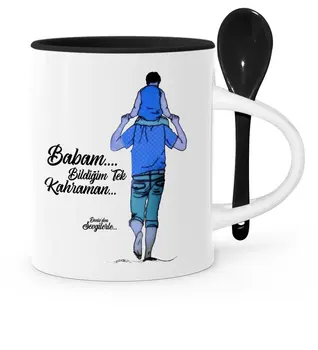 

Father's Day Custom Dad Know the Hero Design Black With Spoon Mug Cup-3