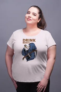 

Angemiel Wear More Drink Grim Reaper White Women Cotton Large Size T-Shirt