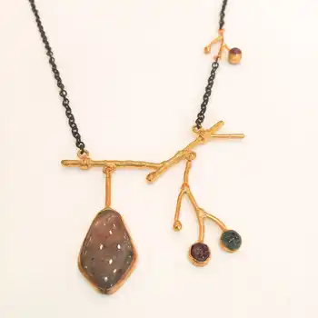 

925 sterling silver Women Necklace Dangling Authentic stone tourmaline quartz Handmade Bohemian Daily Birthday gift Trend 2021