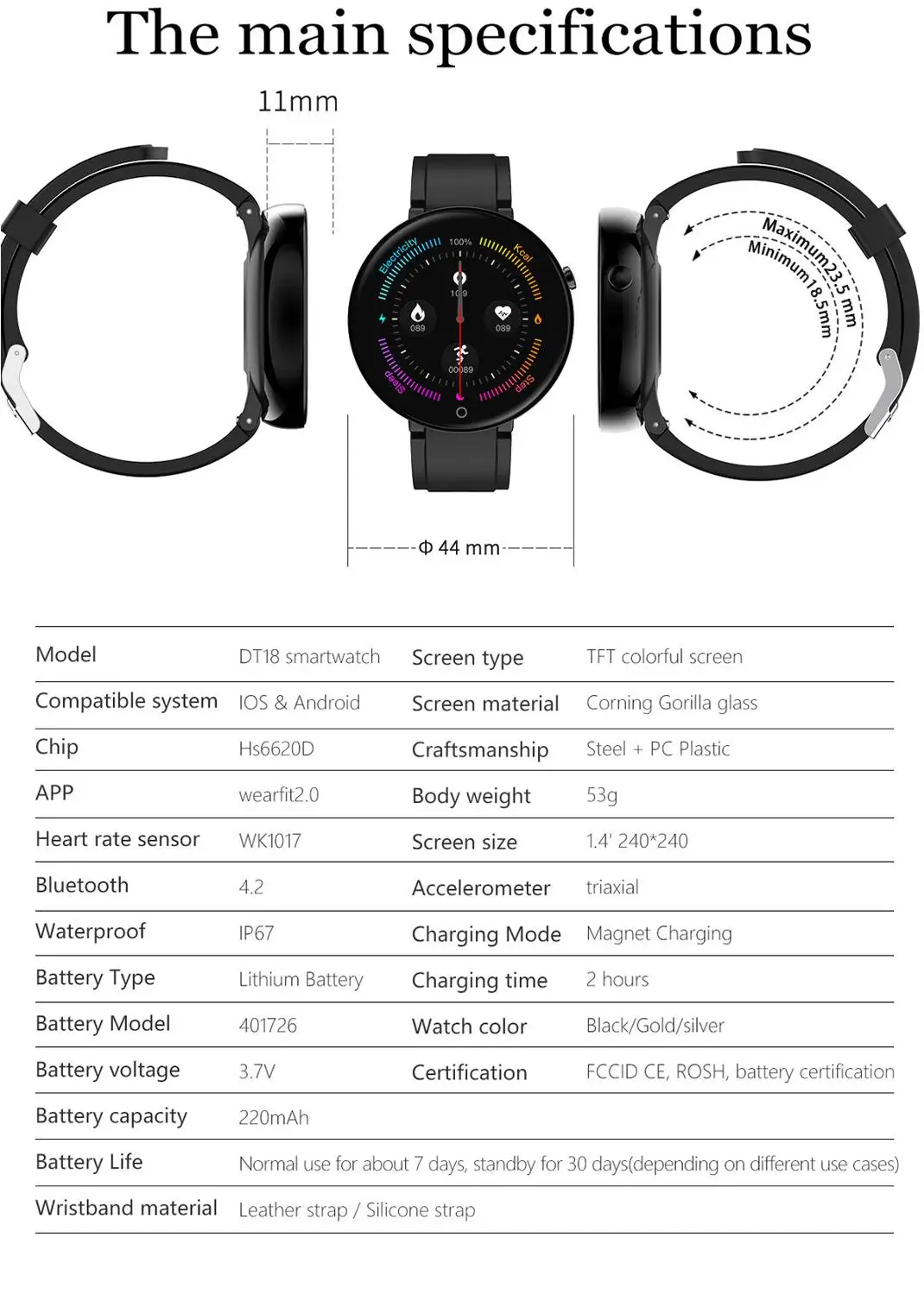 CZJW D18 Смарт-часы IP67 Водонепроницаемый сердечный ритм кровяное давление bluetooth Спорт и бизнес mitiple dail часы умные часы для мужчин и женщин