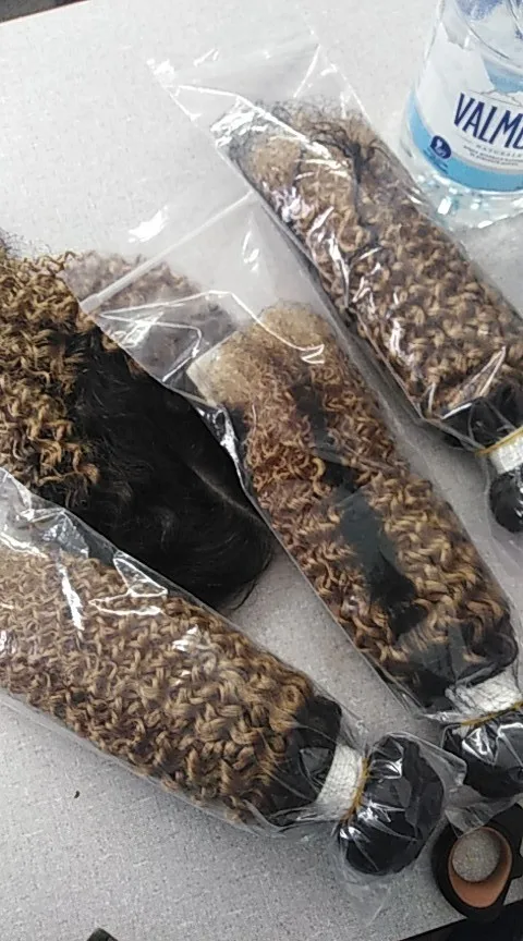 Ombre Bundles Brazilian Kinky Curly With Closure photo review