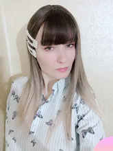 EASIHAIR-Peluca de cabello sintético para dama, cabellera artificial liso con flequillo, longitud media, color gris degradado, resistente al calor, Cosplay