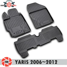 Коврики для Toyota Yaris 2006~ 2012 ковры хэтчбек Нескользящие полиуретановые грязезащитные внутренние аксессуары для стайлинга автомобилей