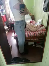 Boyfriend Jeans Loose-Coated Denim Pants Elastic-Waist Street-Style Vintage Plus-Size