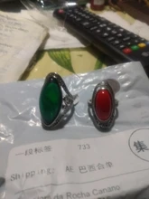 Kinel-anillo rojo de boda étnico para mujer, sortija tibetano Retro de plata, mosaico de cristal negro, joyería Vintage 2020