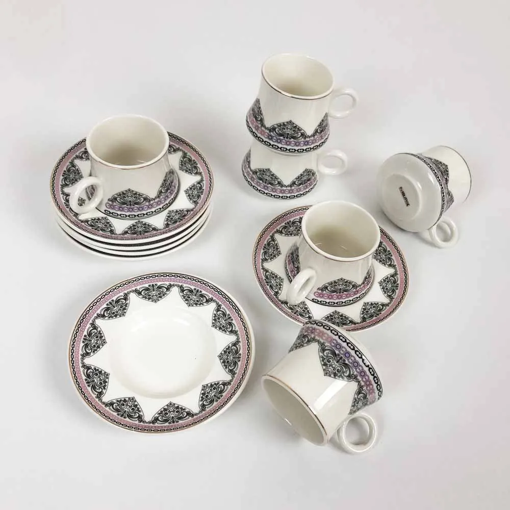 

Luxury Turkish 6 Person Coffee Cup Set Espresso Cups With Circles Black Tea Coffee Home Decor Creative Gifts