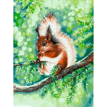 

"Squirrel" painting by numbers 30*40 on canvas. Snow White. 371-AS