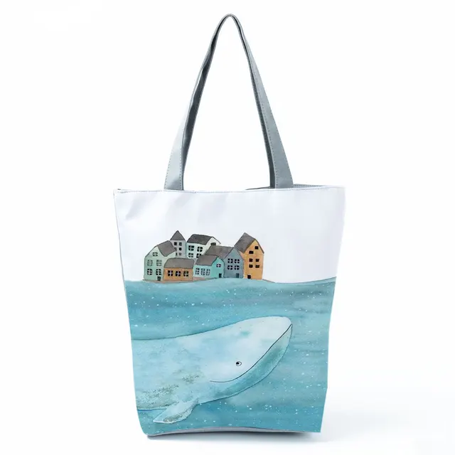 Whale Girl Print Handbags Fresh Cute Sea Series Shopper Bag Women Blue  Large Capacity Totes Designer Beach Bag Custom Pattern - AliExpress