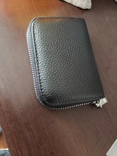 Tarjetero de piel de vaca de primera capa RFID antirrobo para hombre y mujer, billetera pequeña multifuncional con cremallera