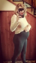 Laamei embarazo Leggings largo sólido pantalones para las mujeres embarazadas de cintura alta pantalones lápiz elástico entrenamiento deporte arriba Joggers