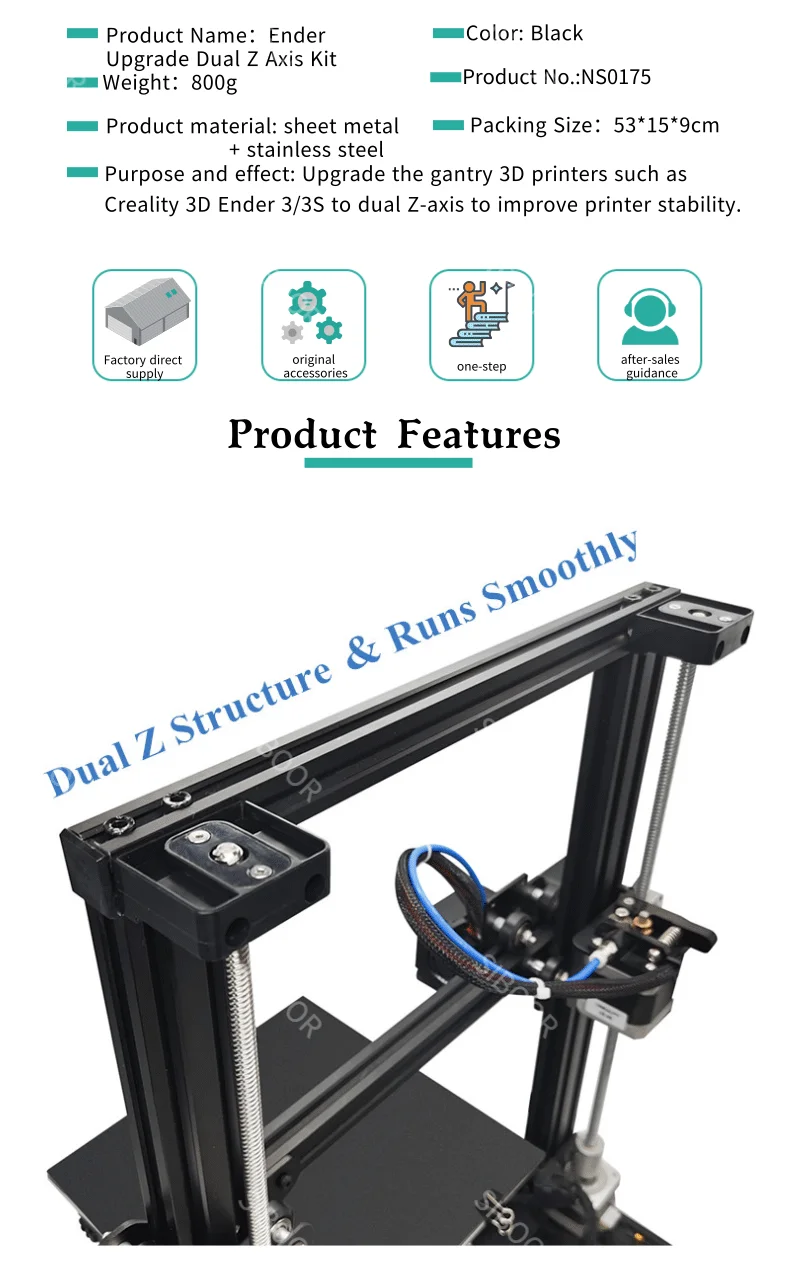 Dual Z Axis Upgrade Kits T8 with Lead Screw Stepper Motor For Creality Ender 3/Ender 3 Pro/Ender 3 V2 3D Printer Parts Z Axis Dual Z Axis Upgrade Kits T8 with Lead Screw Stepper Motor For Creality Ender 3/Ender 3 Pro/Ender 3 V2 3D Printer Parts Z Axis