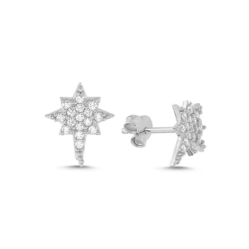 

KUTAYDAN Zircon Cubic Zirconia North Star Earrings 925 Sterling Silver