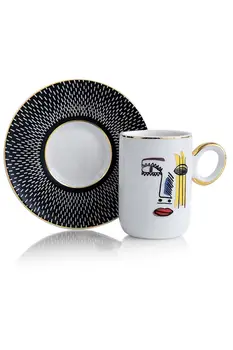 

Porcelain Picasso Faces Coffee Cup Set Turkish Coffee and Espresso 1-2