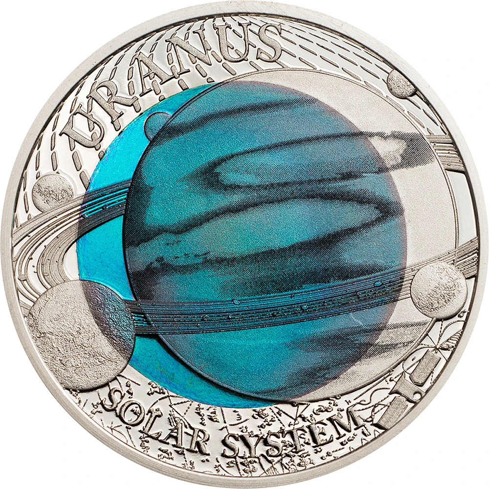 URANUS Niob солнечная система Серебряная монета 2$ Палау