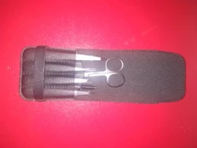 Juego de pinzas profesionales de acero inoxidable para cejas, 6 piezas, herramienta inclinada para el cabello, Clip para ceja, pegatinas con estuche, juego de herramientas de maquillaje