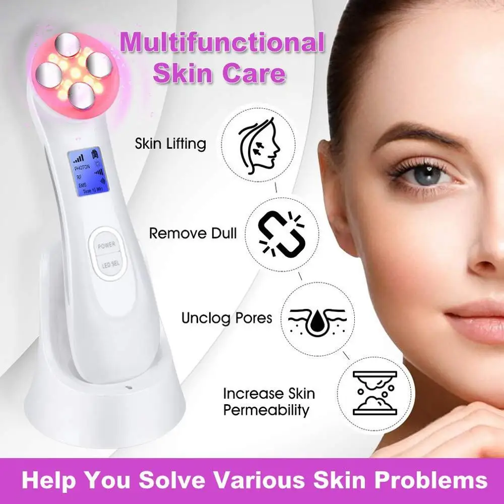 

5 in 1 RF&EMS Face Lift Skin Firming Radio Mesotherapy Electroporation Beauty Pen Radio Frequency LED Photon Wrinkle Remover New
