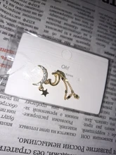 Luna Simple Star-pendientes de cadena larga para mujer, diamantes de imitación, sol brillante, media luna geométrica, borla, Piercing, pendientes de fiesta joyería