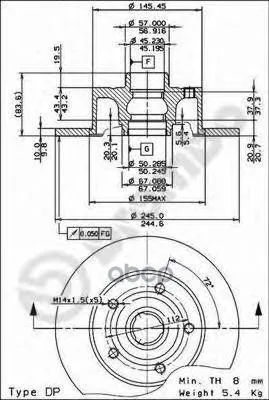 Диск Тормозной Задн Audi: A4 95-00, A4 Avant 95-01 Brembo арт. 08.6911.14
